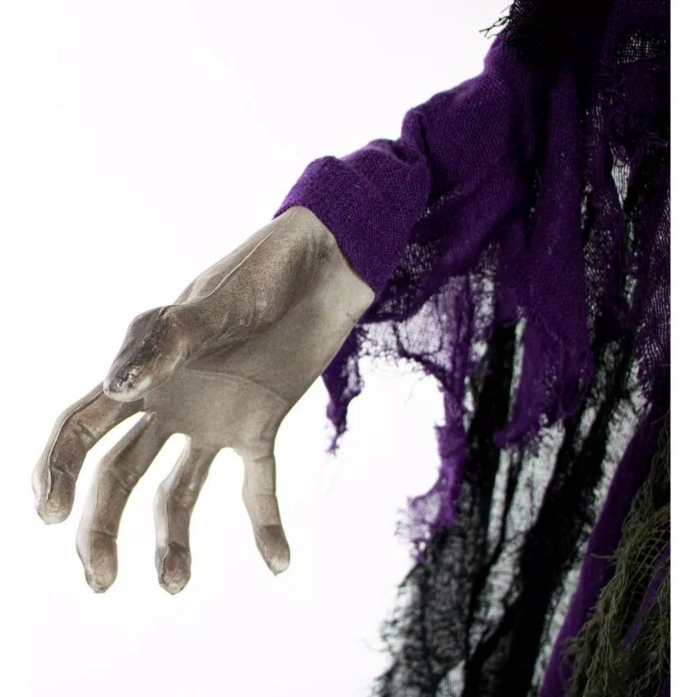Haunted Hill Farm 6 ft. Animated Skeleton Witch Halloween Prop with Multi-Color Light Effects