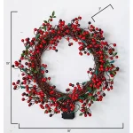 Worth Imports 18 in. Artificial Lighted Holiday Wreath with Poinsettias, Berries, and Timer thumbnail 2
