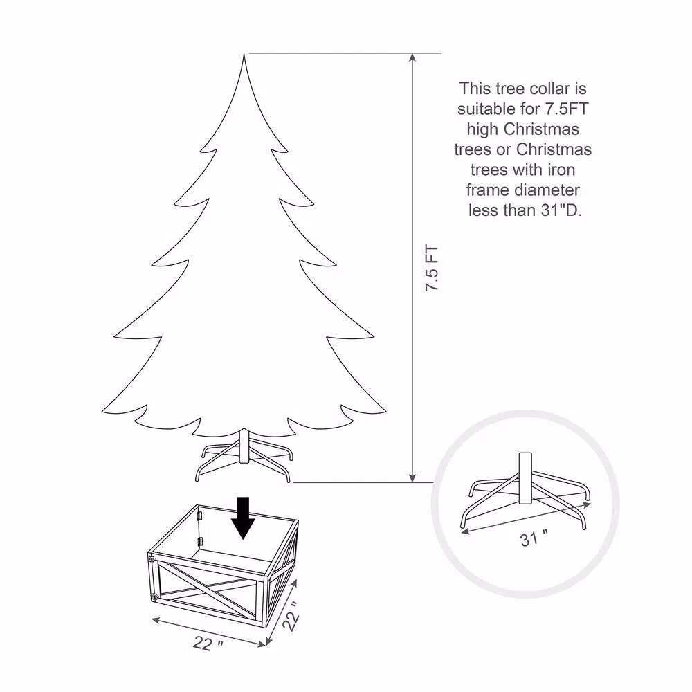 Glitzhome 22 in. Red Wooden Tree Collar - Handcrafted Rustic Tree Box