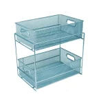 MIND READER 2-Tier Metal Mesh Utensil Caddy & Organizer, Turquoise thumbnail 1