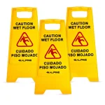 Alpine Industries 24 in. Yellow Bilingual Wet Floor Sign, 2-Sided A-Frame, 3-Pack thumbnail 1