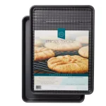 Chicago Metallic Professional Non-Stick Cookie and Jelly Roll Pan Set with Cooling Rack, 3-Piece thumbnail 4