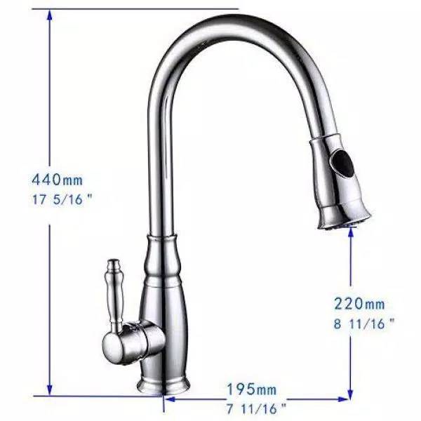 Vanity Art Chrome Single-Handle Pull-Down Kitchen Faucet with 360 Degree Swivel Spout