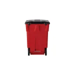 Suncast Commercial 96 Gallon Red Heavy Duty Wheeled Trash Can with Attached Lid thumbnail 4