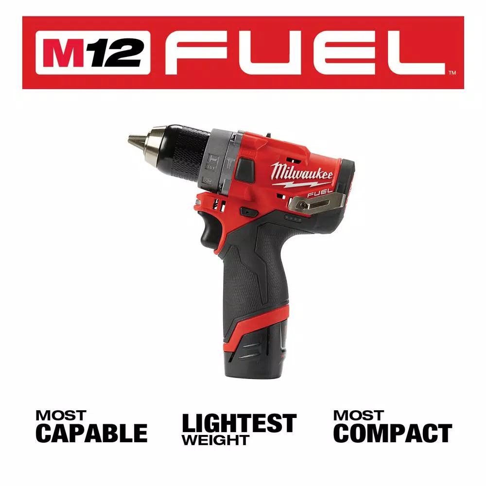 Milwaukee M12 FUEL 12V Li-Ion Brushless 4-Tool Combo Kit with Hammer Drill, Impact Driver, Ratchet & Inflator