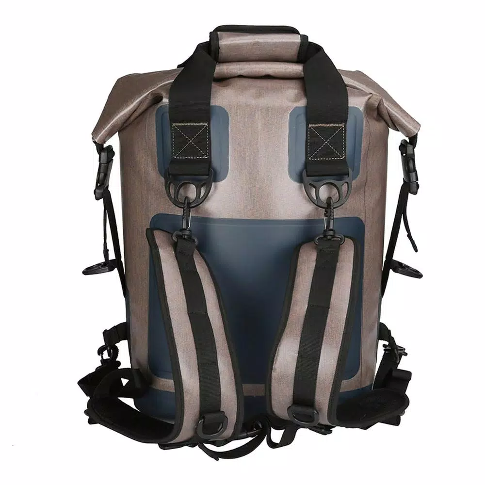 Camp-Zero Premium 17.2 Qt Soft-Side Backpack Cooler Bag, Beige and Blue