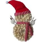 Fraser Hill Farm 25 in. Artificial Snowman Christmas Wreath with Red Hat and Striped Scarf thumbnail 1