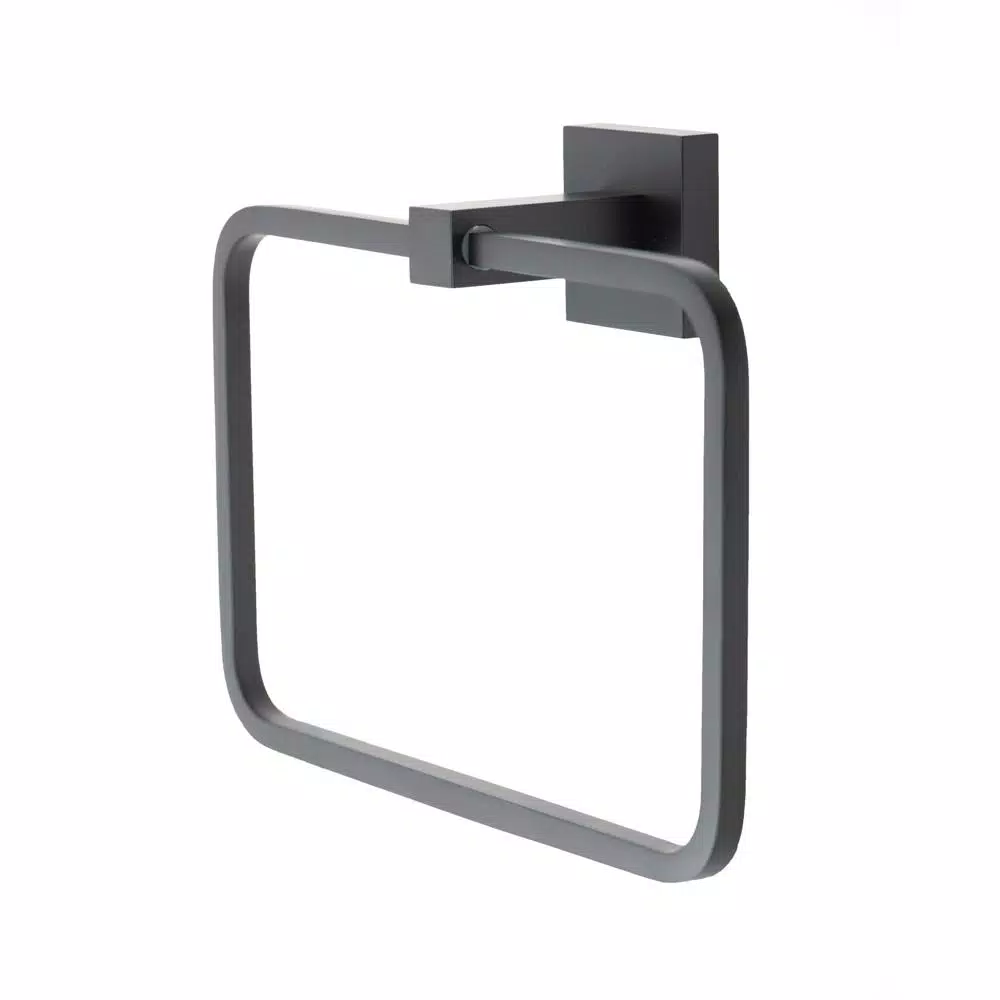 Italia Trieste Matte Black Wall Mount Towel Ring