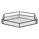 Kate and Laurel Felicia Black Hexagon Mirrored Metal Decorative Tray thumbnail 2