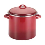 Rachael Ray 12-Quart Enamel on Steel Stockpot with Lid, Red thumbnail 1