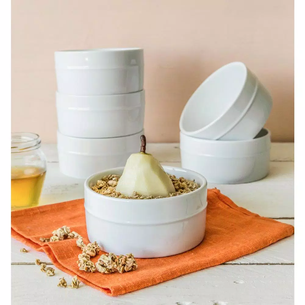 Over and Back 12-Piece Round Porcelain Ramekin Set, White
