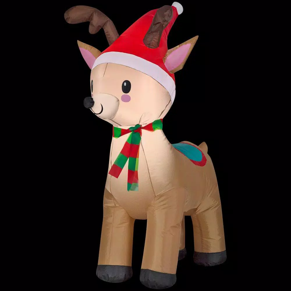 Home Accents Holiday 3.5 ft. Pre-Lit Airblown Inflatable Reindeer with LED Lights, Outdoor Holiday Decoration