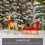Best Choice Products 48 in. LED Reindeer and Sleigh Christmas Yard Decor Set with Warm White Lights thumbnail 2