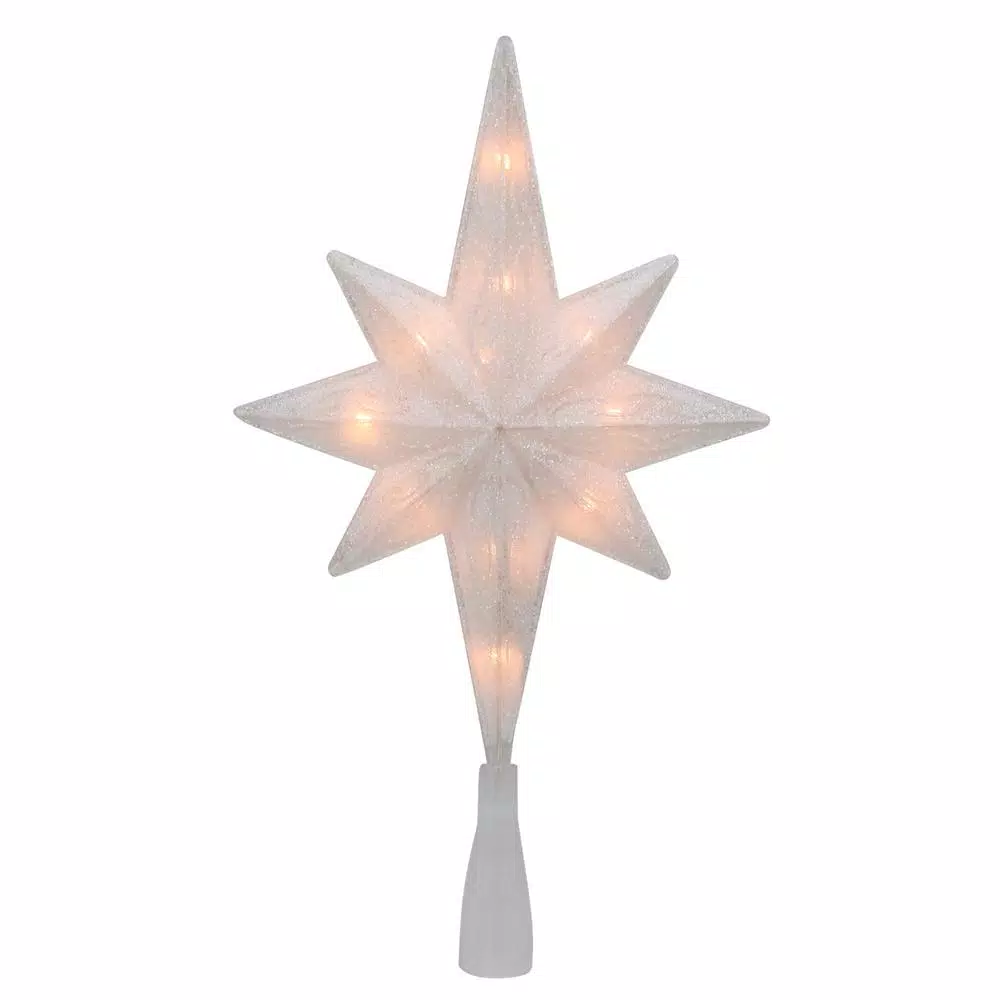 Northlight Frosted Bethlehem Star Christmas Tree Topper with Gold Scrolling Design and Clear Mini Lights