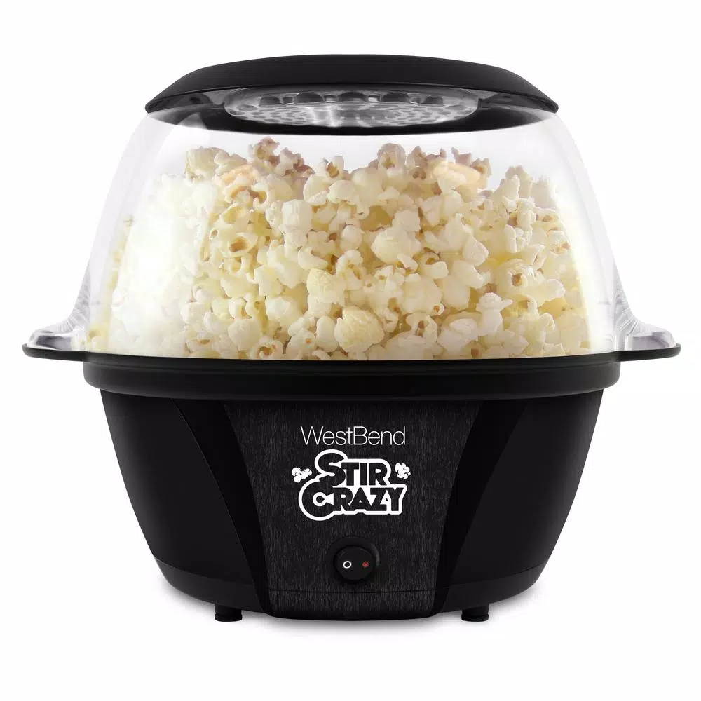 West Bend Stir Crazy Electric Hot Oil Popcorn Popper, 6 oz. Capacity, Black