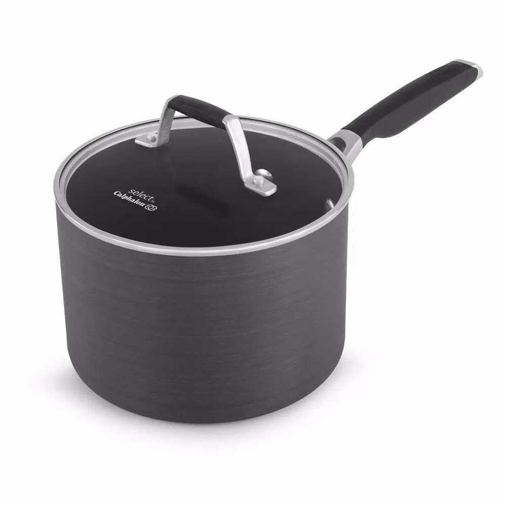 Calphalon Select 3.5 Qt. Hard-Anodized Aluminum Nonstick Saucepan with Glass Lid, Black