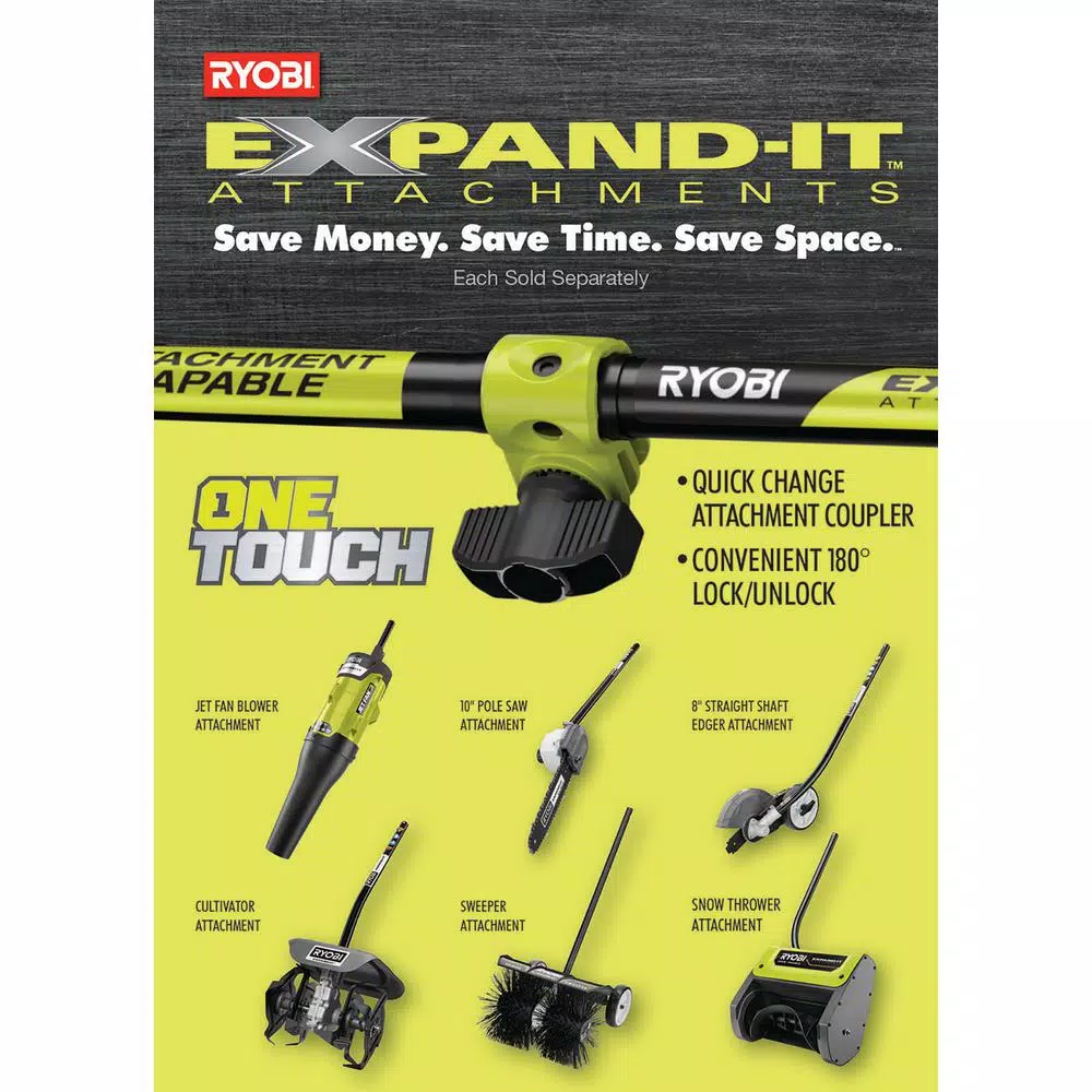 RYOBI 25cc 2-Cycle Gas Brush Cutter with Full Crank Engine and Expand-It Compatibility