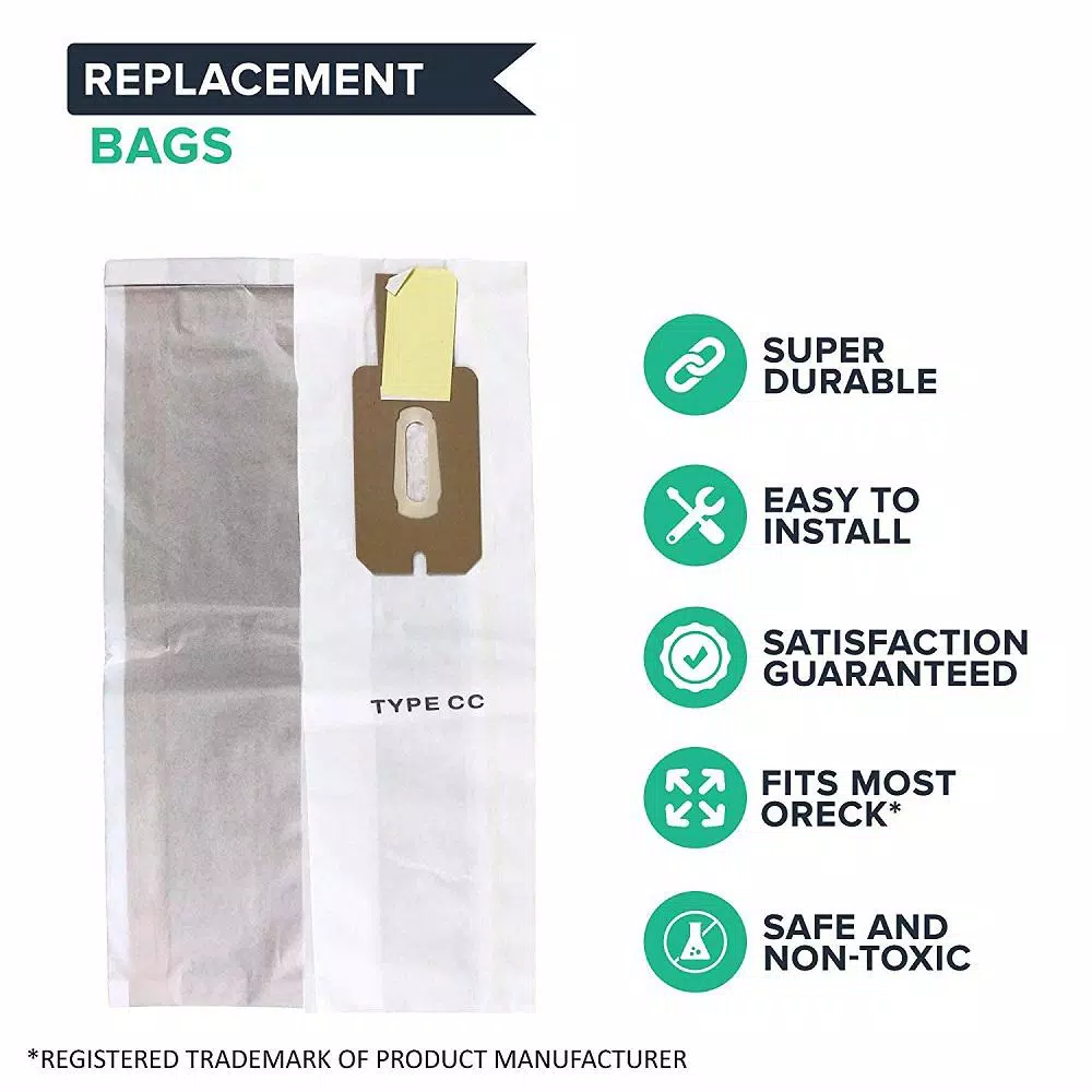 Think Crucial 16-Pack Replacement Vacuum Bags Compatible with Oreck Type CC and XL, Replaces CCPK8 & CCPK8DW