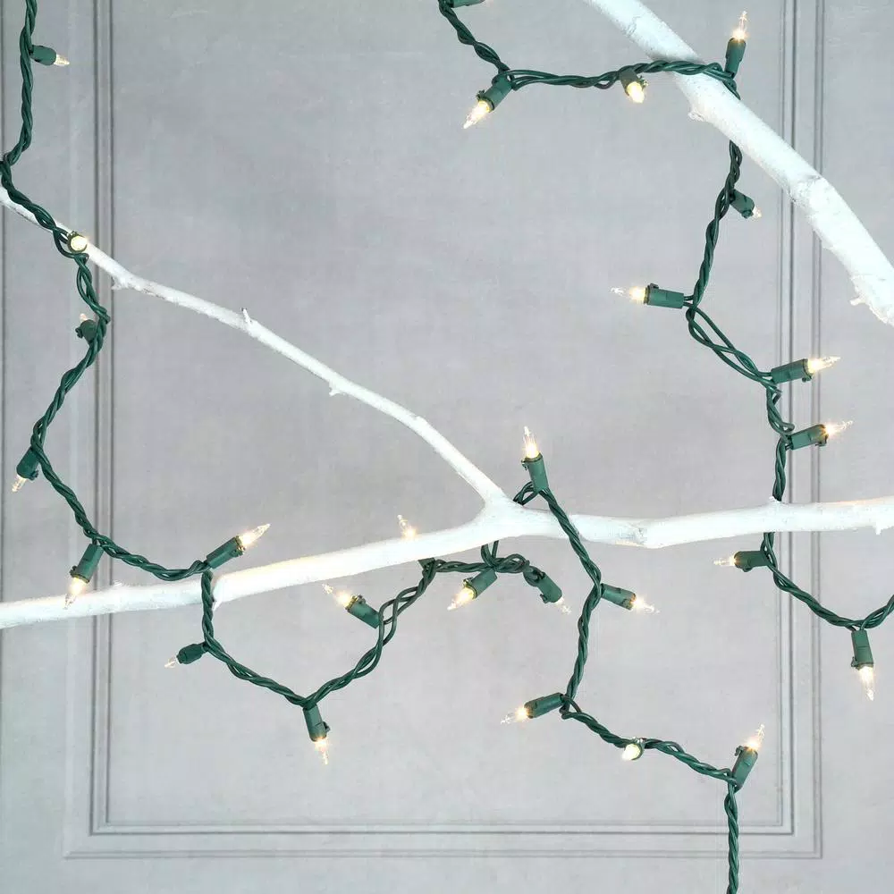 LUMABASE 200-Light Clear Mini String Lights, Warm White Incandescent, Green Wire, Indoor/Outdoor