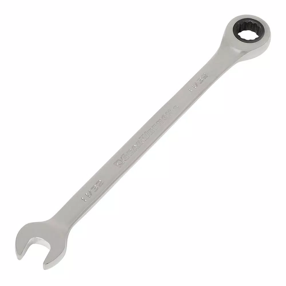 GEARWRENCH 11/32 in. Combination Ratcheting Wrench, 12-Point Steel, Full Polish