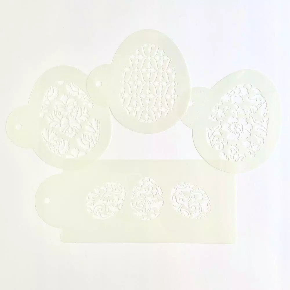 Designer Stencils Ornamental Egg Cookie Stencil Bundle - 4 Decorative Patterns