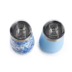 Manna Blue Hydrangena 12 oz. Stainless Steel Stemless Wine Tumblers, 2-Pack thumbnail 2