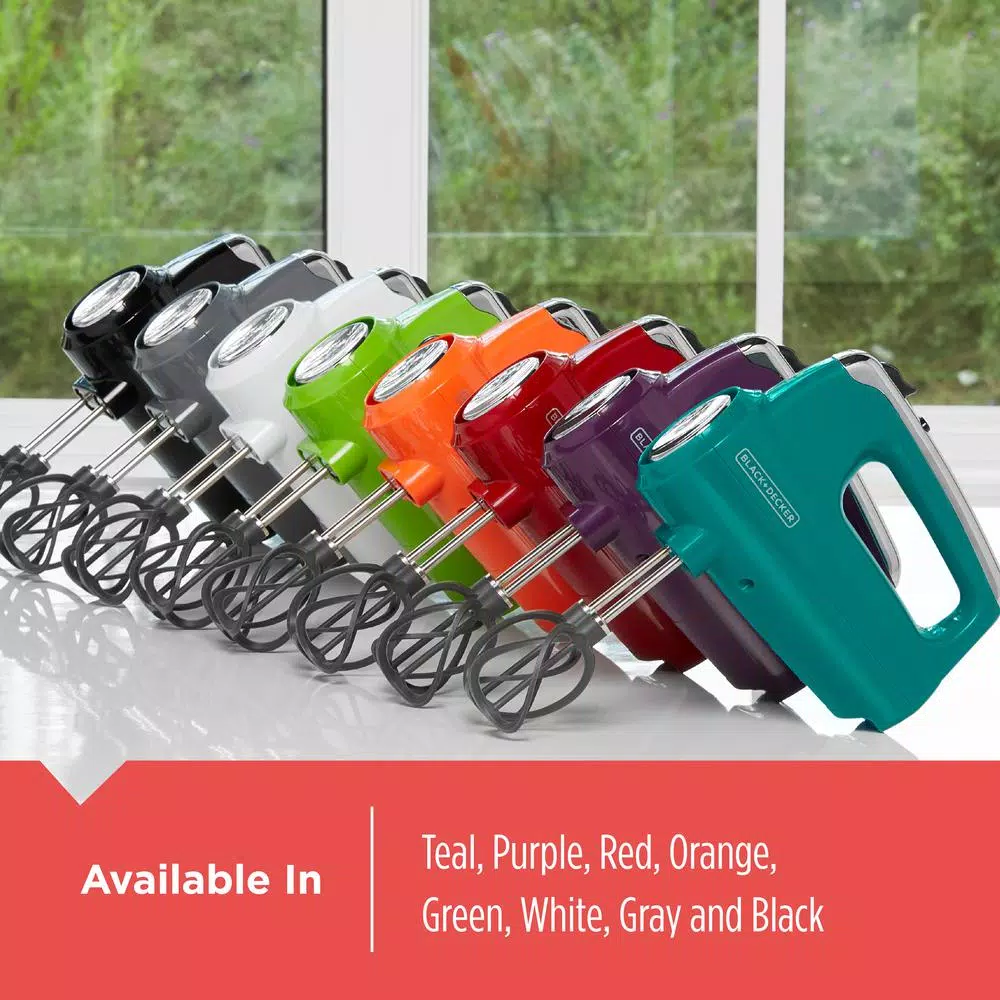 BLACK+DECKER Helix Performance Premium 5-Speed Hand Mixer, Red