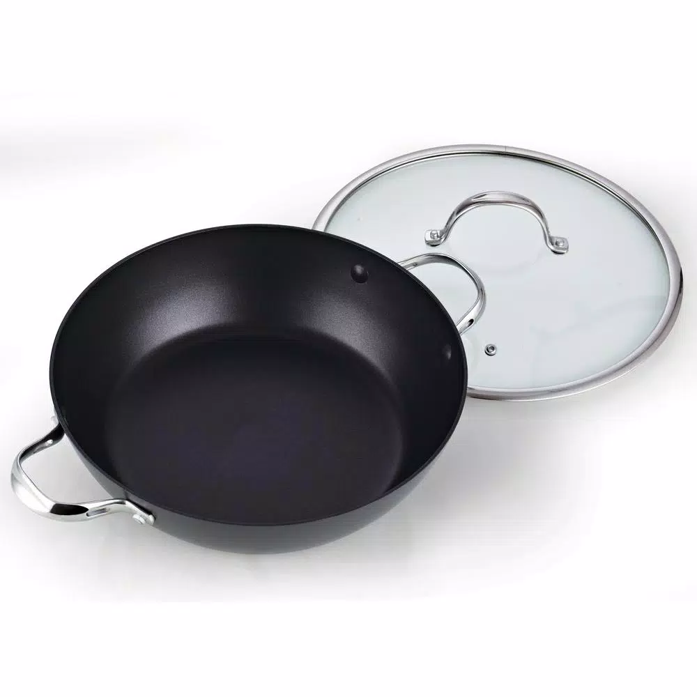 Cooks Standard 5 Qt. Hard-Anodized Aluminum Nonstick Saute Pan with Glass Lid, 12 in.