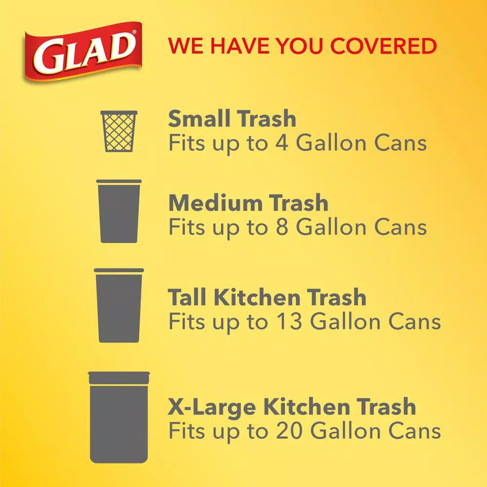Glad ForceFlex 13 Gallon Tall Kitchen Drawstring Trash Bags, OdorShield, 110 Count