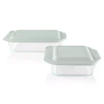 Pyrex 4-Piece Deep Glass Bakeware Set with Lids, Rectangle thumbnail 1