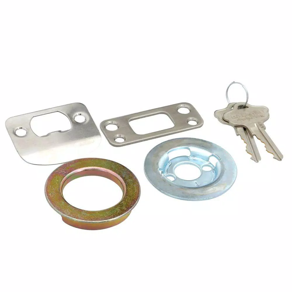 Baldwin Prestige Spyglass Single Cylinder Satin Nickel Handleset with Square Lever and SmartKey Security