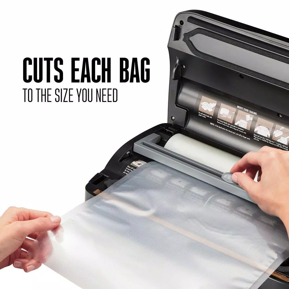 Weston Black Food Vacuum Sealer with Integrated Roll Storage and Bag Cutter