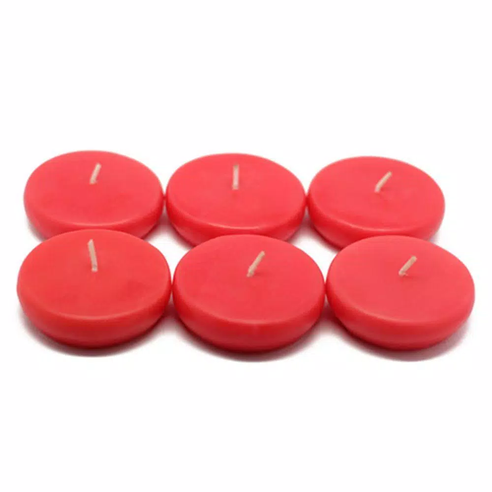 Zest Candle Ruby Red Floating Candles, 2.25 in. Diameter (Box of 24)
