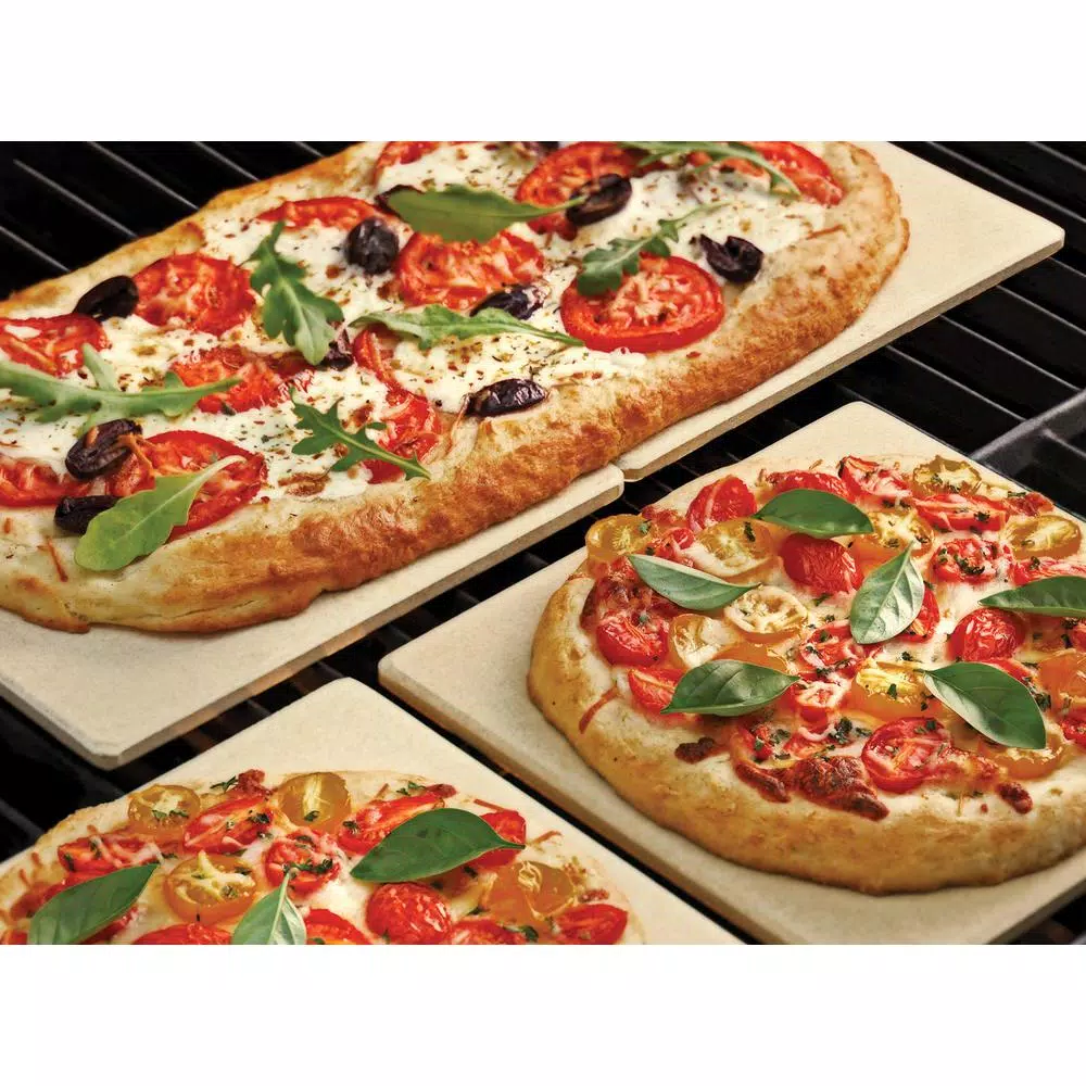Outset Cordierite Pizza Grill Stone Tiles, Set of 4