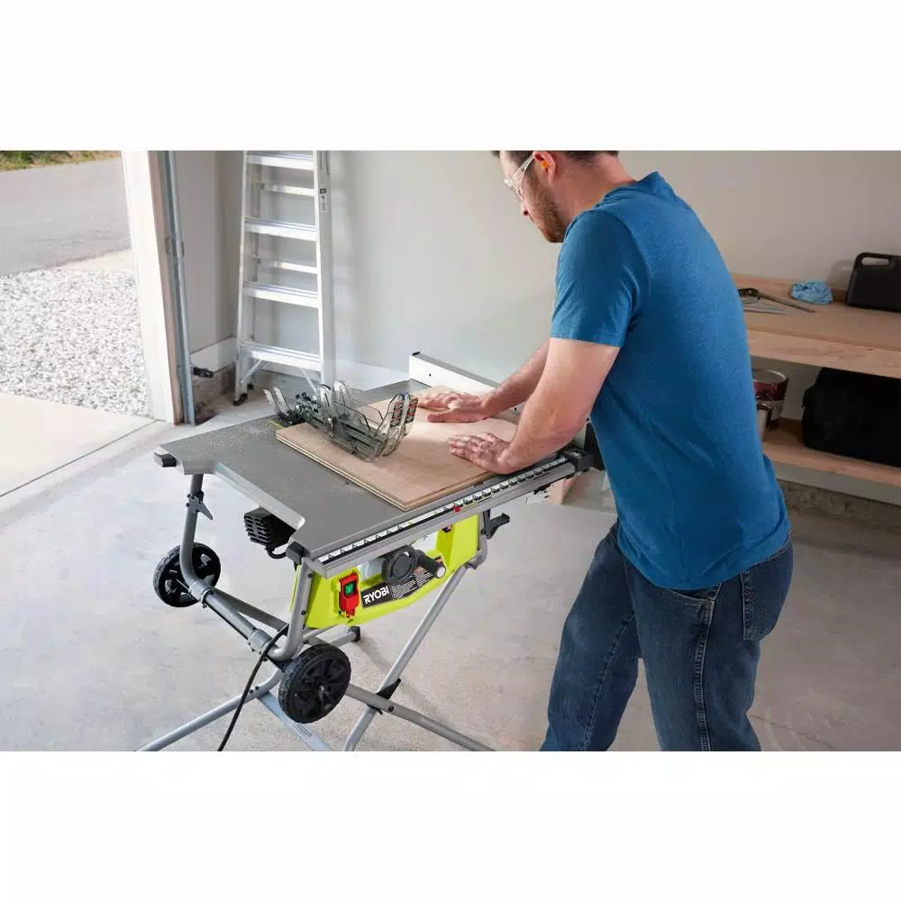RYOBI 10 in. 15 Amp Expanded Capacity Table Saw with Rolling Folding Stand