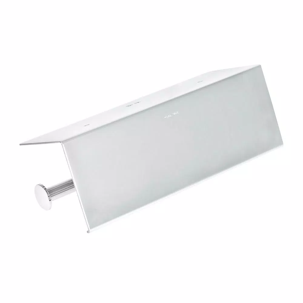 Alpine Industries Double Post Toilet Paper Holder with Storage Shelf, Chrome Finish