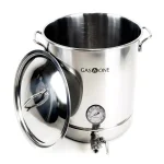 Gas One 40 Qt. Stainless Steel Brew Kettle Set with Tri-Ply Aluminum Bottom, Spigot, and Thermometer thumbnail 1