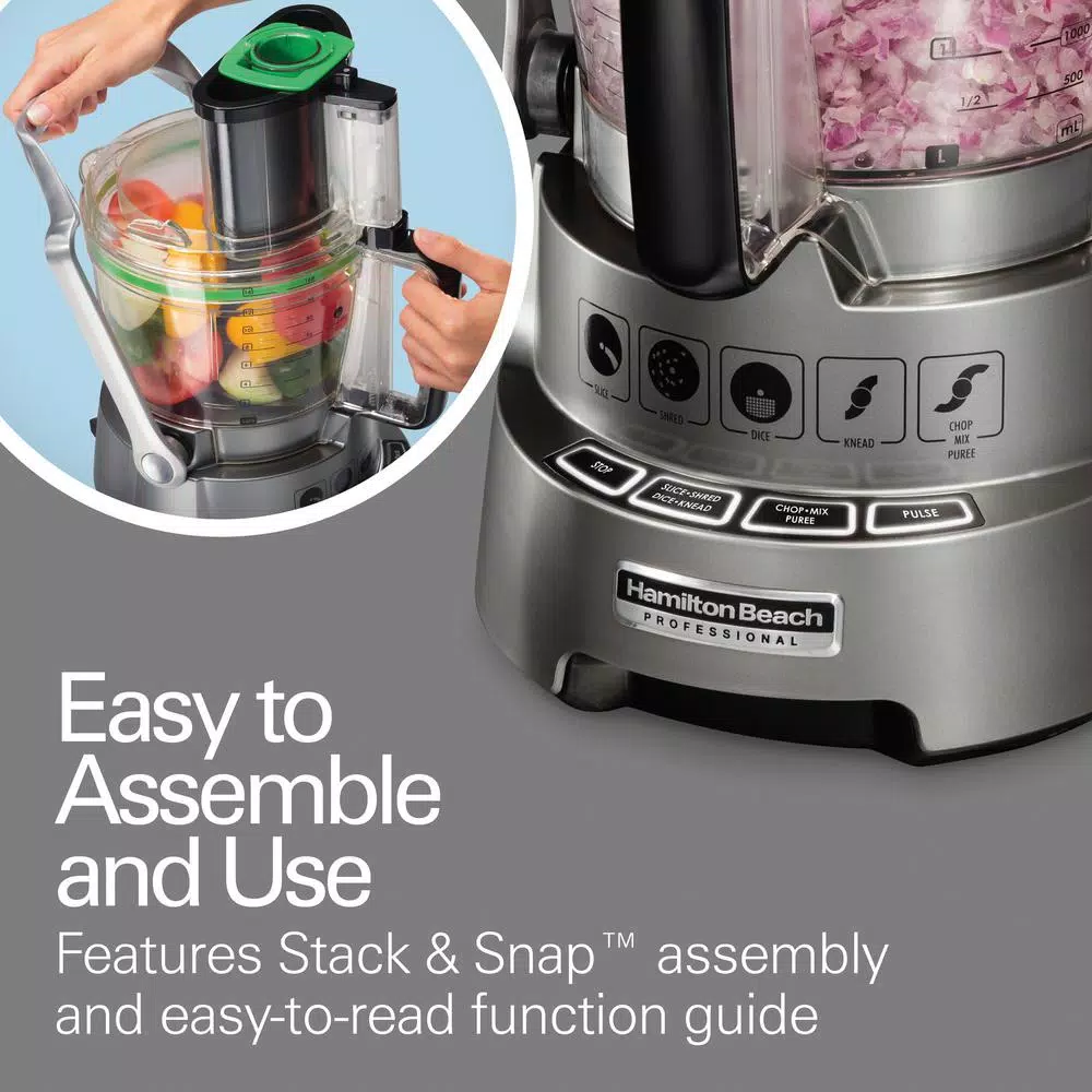 Hamilton Beach Professional 14-Cup Dicing Food Processor, 600W, Grey
