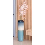 Uniquewise 31.5 in. Tricolor Hand Painted Ceramic Handmade Floor Vase - Black, Beige & Blue thumbnail 1