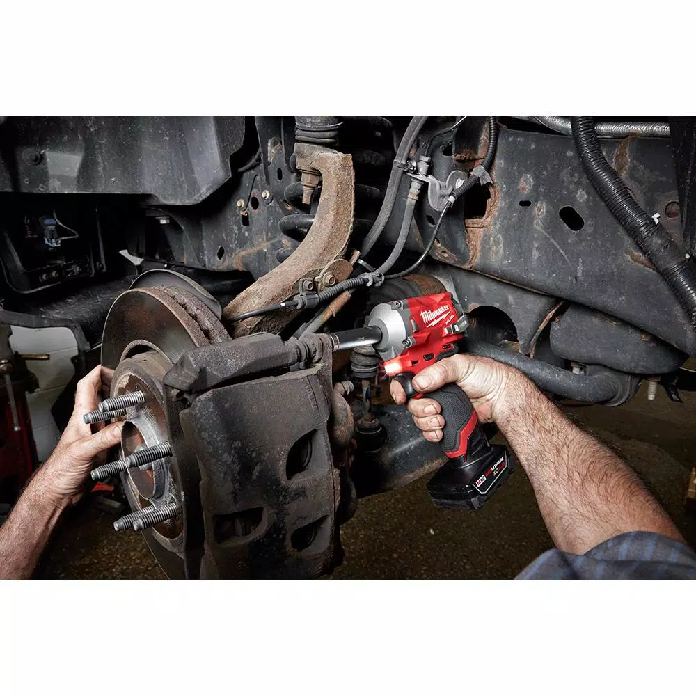Milwaukee M12 FUEL 12V Brushless Cordless Stubby Impact Wrench Combo Kit (3/8 in. & 1/2 in.) with Two 3.0 Ah Batteries
