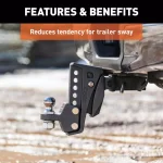 CURT Rebellion XD Adjustable Cushion Hitch Ball Mount with ShockDrop Technology thumbnail 5