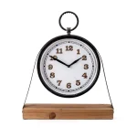 Unbranded Collier Wrought Iron and Fir Wood Analog Wall Clock - Black thumbnail 2