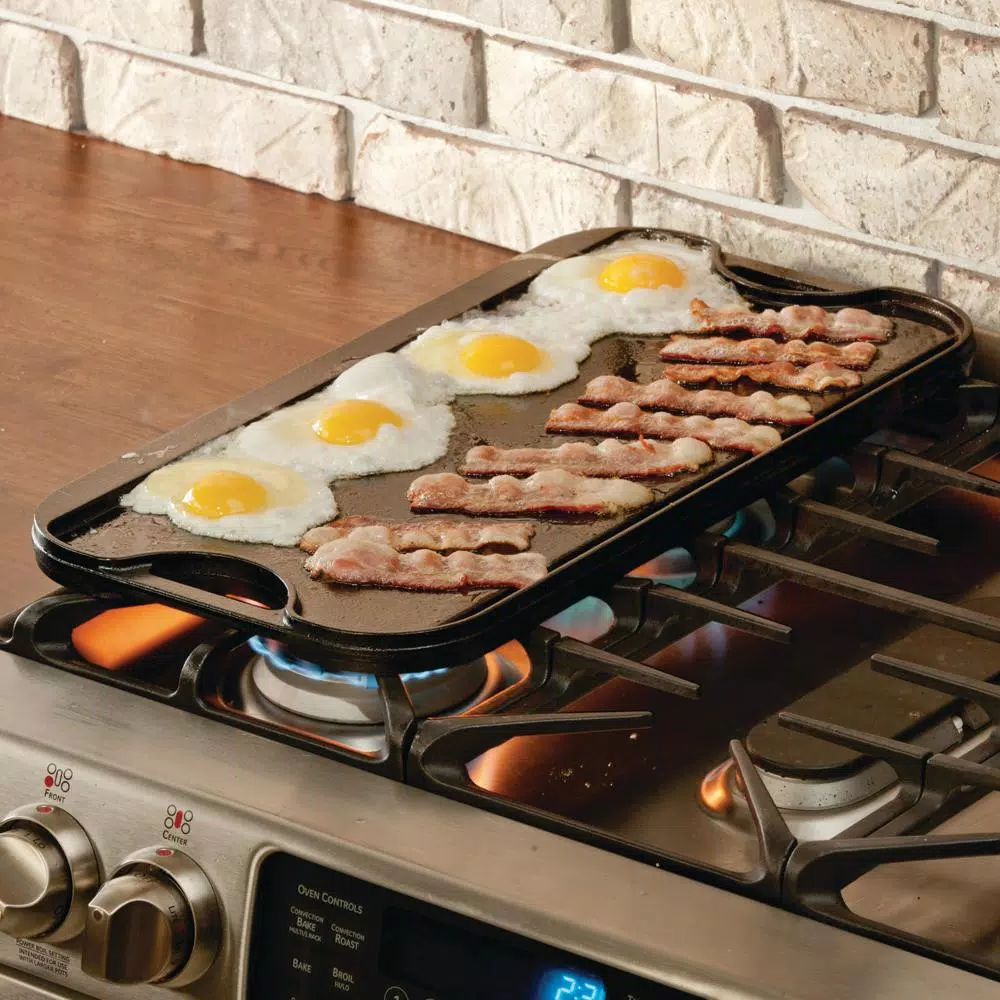 Lodge Pro-Grid 20 in. Black Cast Iron Reversible Stovetop Griddle and Grill with Handles