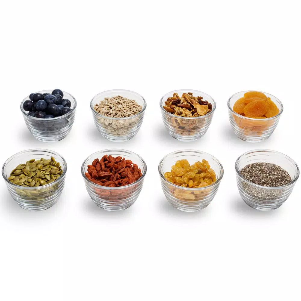 Libbey 8-Piece Small Glass Bowl Set with Lids, 6.25 oz, Clear