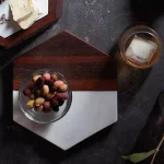 Libbey Urban Story Wood and Marble Hexagon Serving Tray thumbnail 2