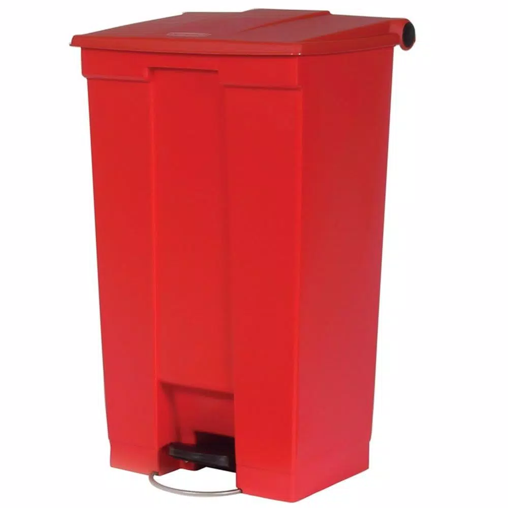 Rubbermaid Commercial Products 23 Gal. Red Fire-Safe Step-On Mobile Trash Can, Puncture-Resistant Plastic