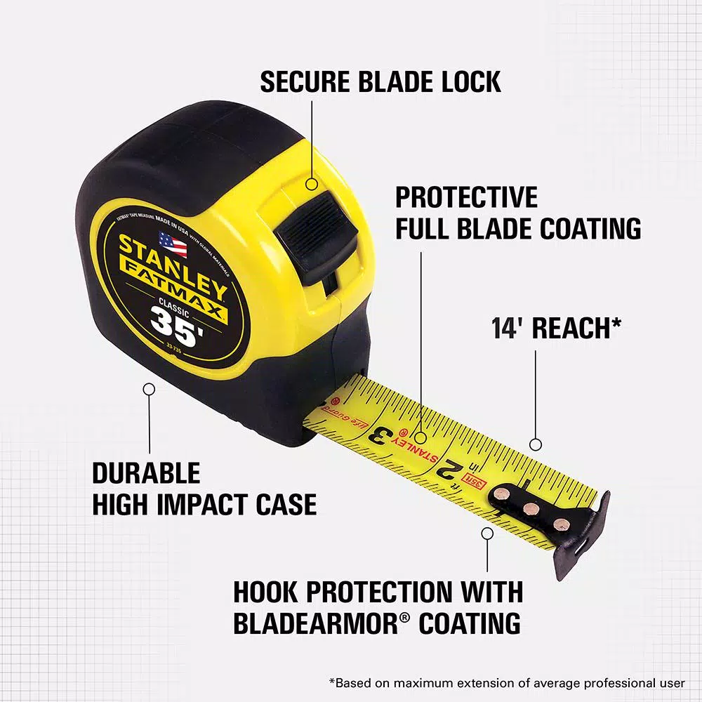 STANLEY FATMAX 35 ft. Tape Measure with 14 ft. Standout and BladeArmor