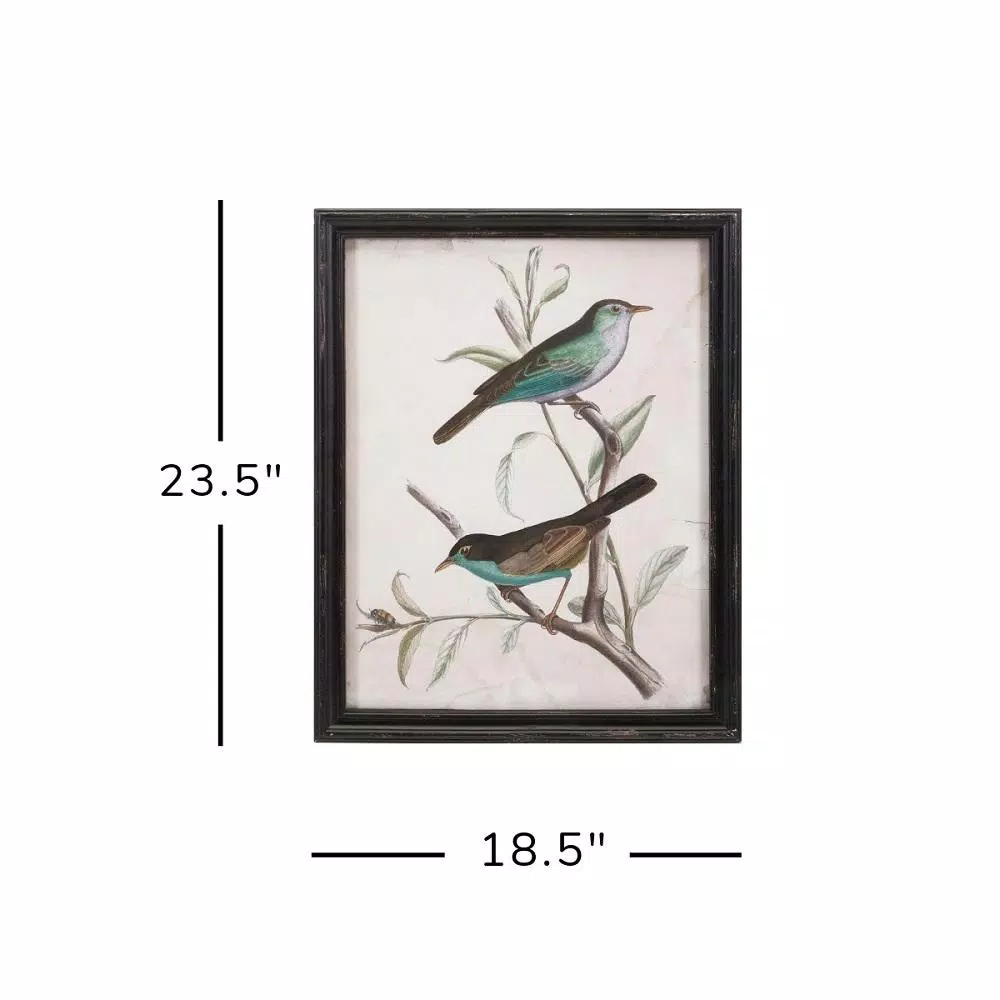 IMAX Maisly Bird Wall Decor Set of 2 - Art Deco Wood Grain Picture Frames