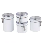 Creative Home 4-Piece White Stainless Steel Canister Set with Airtight Locking Clamp Lids thumbnail 1