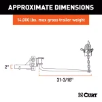 CURT MV Round Bar Weight Distribution Hitch, 10,000-14,000 lbs. Capacity, 31-3/16 in. Bars thumbnail 10